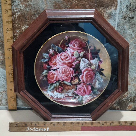 Framed Grace De Monaco Rose Decorative Plate Katherine Austen Wall Hanging Decor - Picture 8 of 13